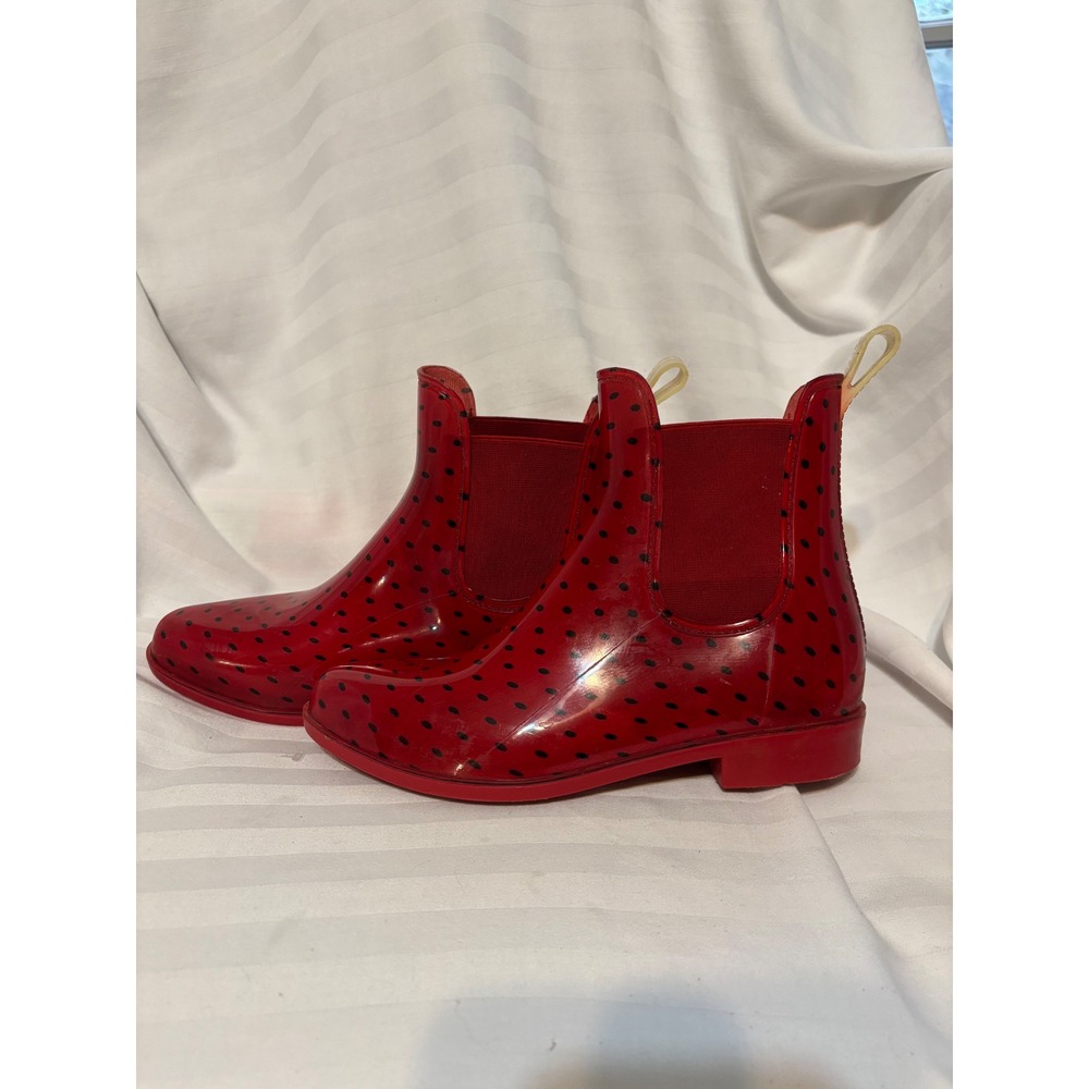 Lauren Ralph Lauren Tally Red Polka‎ Dot Ankle Rain Boots W 7 Chelsea Waterproof - Picture 6 of 8